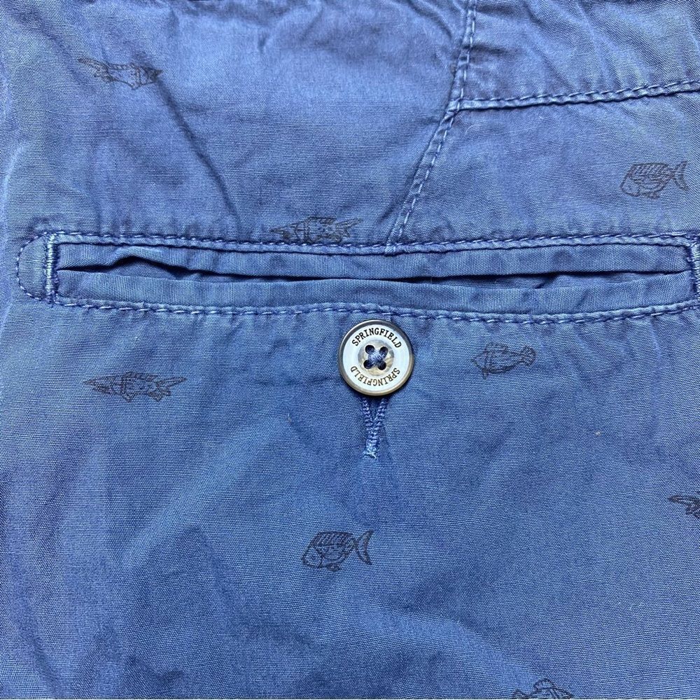 Springfield Blue Fish Print Shorts Size 32 - Picture 6 of 10